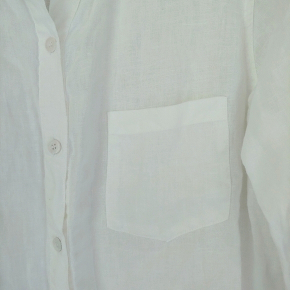 Diane Gilman Linen Button Down Shirt White Size Large - Picture 10 of 12